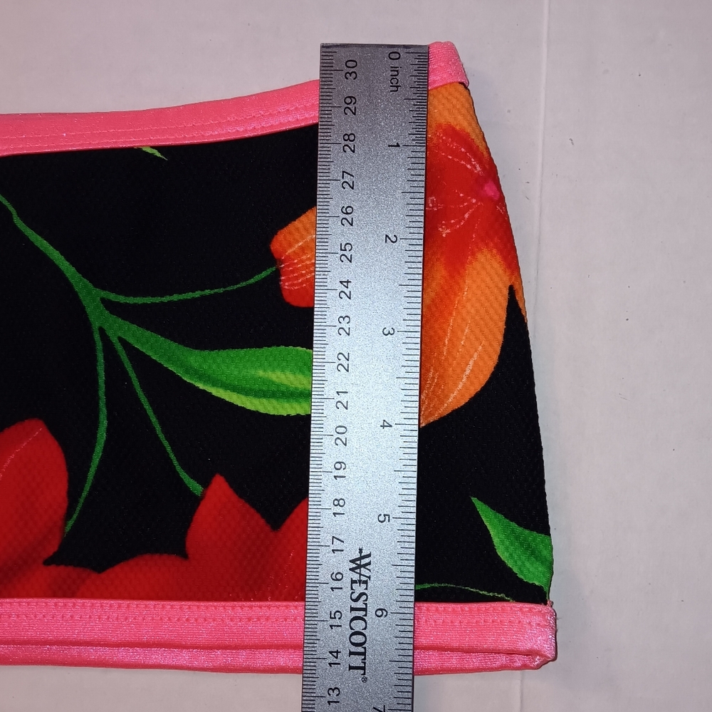 Minor Creations Floral Bikini Top And Micro Mini Skirt Black Pi K Green Red Neon - Picture 2 of 5